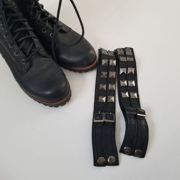 KLR Blake Black Leather Studded Moto Boot size 6 - Picture 10 of 11